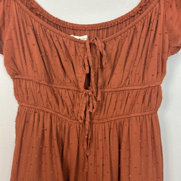 Aeropostale Solid Scoop-Neck Swiss Dot Fit & Flare Dress Sz L - Picture 6 of 11